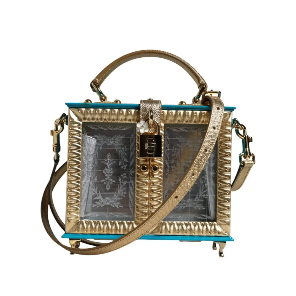 Dolce & Gabbana Multicolor Wood Leather Clutch Shoulder Bag - Picture 1 of 8